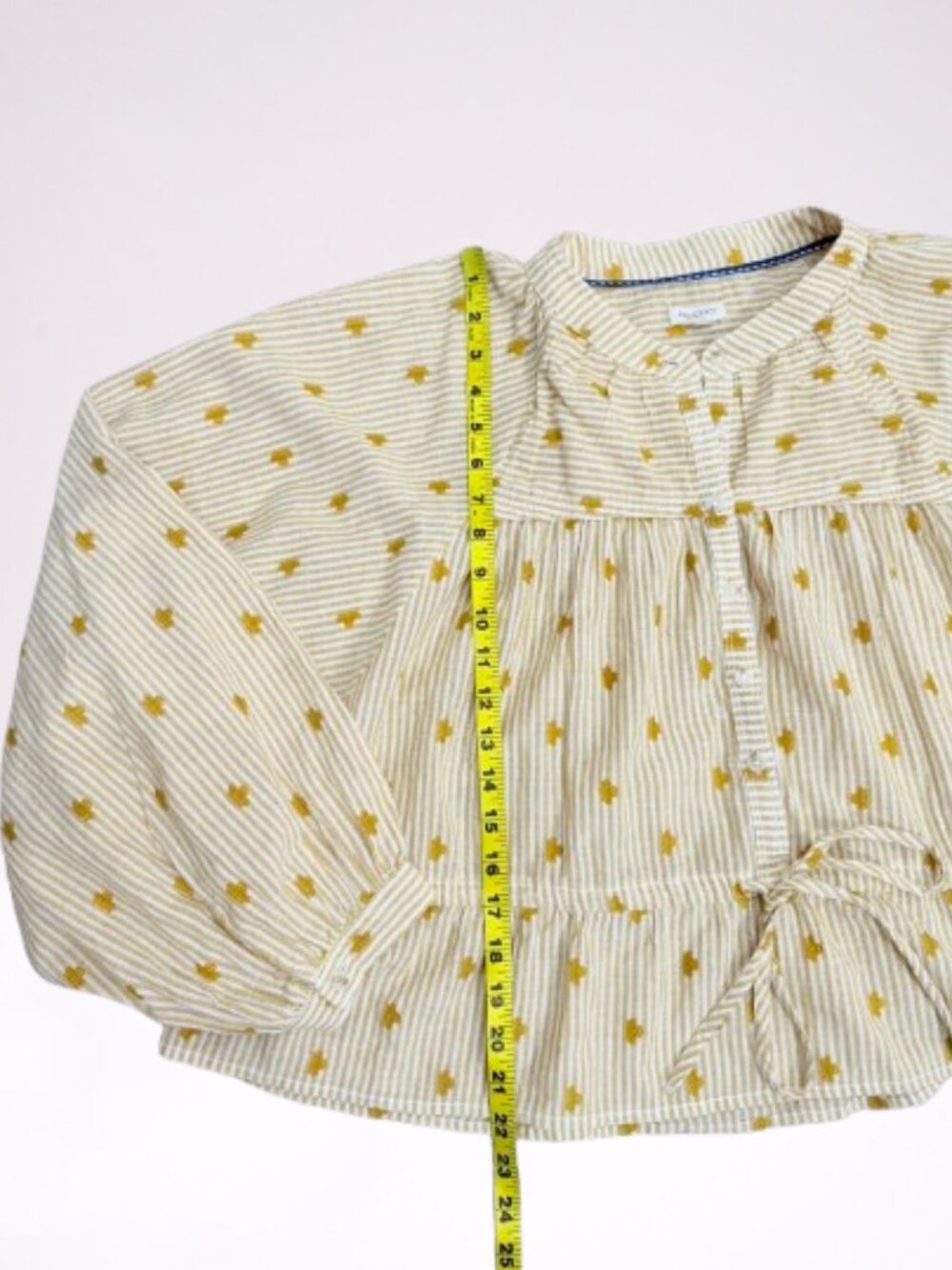 Pilcro NWOT The Sidney Batwing Blouse Cinched Waist Edition Sz L Mustard/White - Picture 9 of 10
